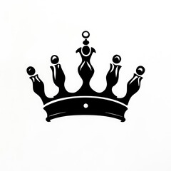Elegant Black Crown on White Background: Royalty, Power, and Majesty Design Element Illustration, Isolated Graphic