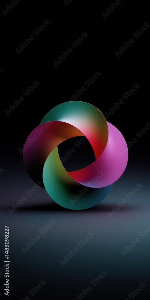 Aufkleber a colorful, abstract design is displayed on a black background. the design is a spiral shape with a 