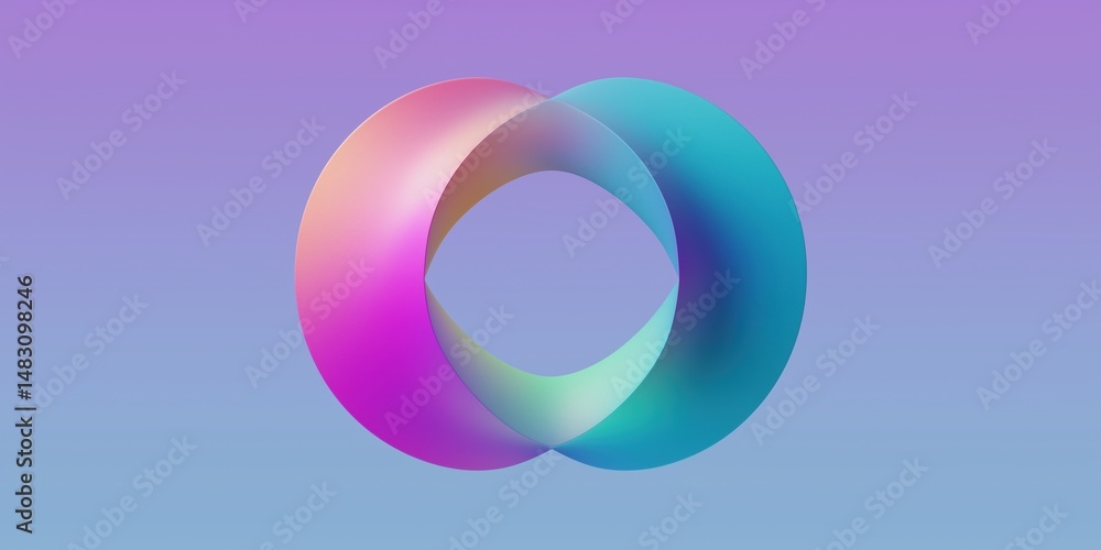 Poster a colorful, abstract design of two overlapping circles. the circles are in different colors, with on