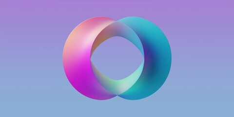 Obraz premium A colorful, abstract design of two overlapping circles. The circles are in different colors, with one being blue and the other being purple. The design is very vibrant and eye-catching
