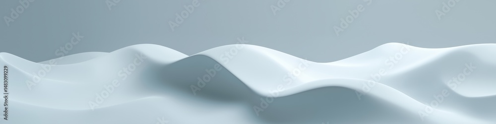 Poster a white and blue image of a wave. the image is a computer generated image and is very smooth and cle