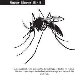 Black Silhouette of a Mosquito – Vector Insect Illustration