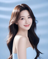 Skincare advertising mannequin portrait, pretty Asian female