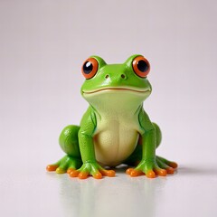 Obraz premium Cute frog plastic toy on a white background.