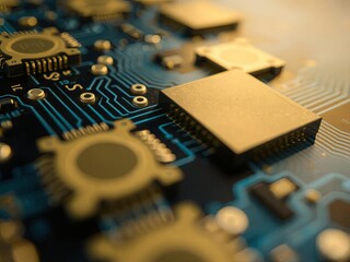 A close-up of circuit board pattern, Ai Generate.