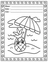 Big And Bold Summer Vibes Coloring Pages For Kid and adult.  
High resolution (300 DPI), 
Ready to print on standard 8.5x11 inch paper With No Bleed, 
Black and White. 
Vector illustration - AI, EPS, 