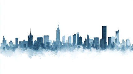 Obraz premium City skyline silhouette, misty