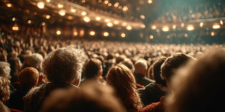 Large audience attending a live performance in an ornate theater during an evening show filled with excitement and anticipation