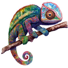 Obraz premium Detailed Chameleon Reptile Watercolor PNG Clipart