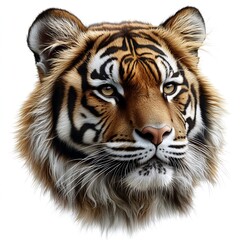 Fototapeta premium Majestic Tiger Head Close Up Powerful Wildlife Portrait Stunning Orange Fur Detail