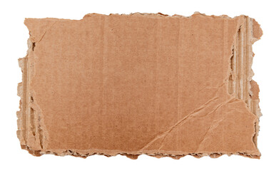 Piece of torn cardboard on a white background. Torn cardboard isolate