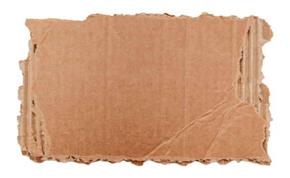 Piece of torn cardboard on a white background. Torn cardboard isolate