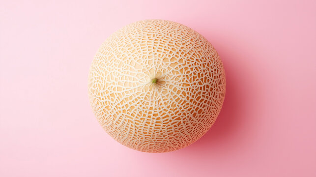 cantaloupe melon isolated on pink background food photography