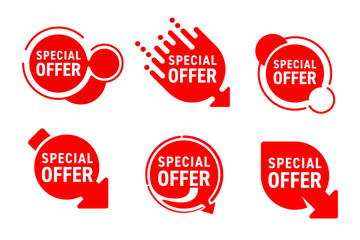 Special Offer red labels set in red color