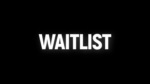 waitlist text word animation with vertically rotating effect. 4k web footage motion on Black white Background