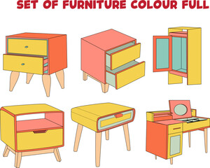 set furniture design with colorful colors