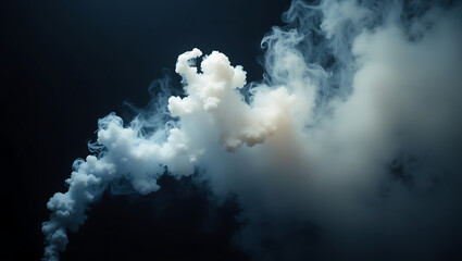 Naklejka premium Abstract cloud of white smoke rising against a dark backdrop with airy textures