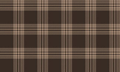 Plaid fabric pattern, brown, beige, seamless for textiles, and for designing clothes, skirts or decorative fabrics. Vector illustration.