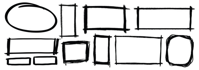 Abstract Hand-Drawn Loops and Ovals Collection. Rough Hand-Sketched Oval Shapes for Design
