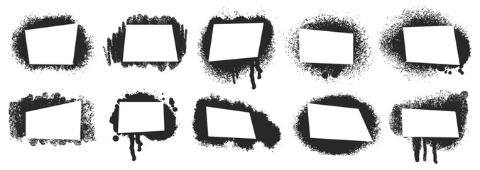 Vintage Ink Splash Frames and Borders Pack. Black Grunge Ink Frames for Creative Design