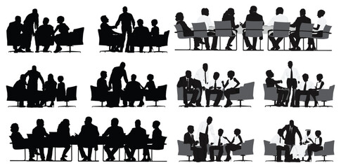 group of people silhouettes vevtor illustration