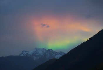Rainbow Clouds Floating Over Himalayan Mountains