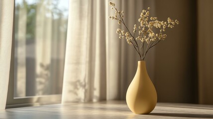 A realistic home decor vase molder mockup with a branded logo, placed on a table