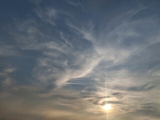 View of the clear and cloudy sunset sky  natural background 