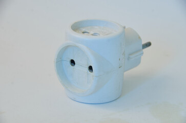 white power plug on white background