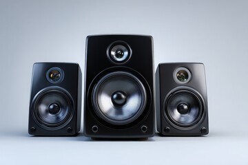 Obraz premium computer speakers with subwoofer on white background