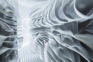 Abstract Light Waves and Patterns in a Futuristic Digital Space