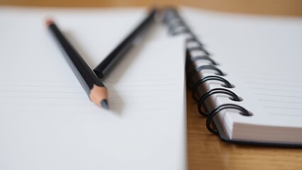 Naklejka premium Professional Notebook and Pencils on Spiral Ruler