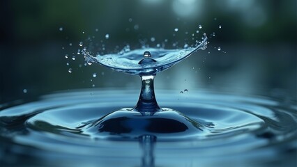 Splashing water droplets on the surface of the water