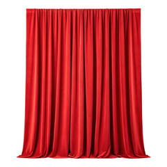 Luxurious red curtains elegantly draped, creating dramatic and inviting atmosphere in any space