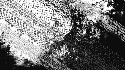 モノクロのラフなタイヤトレッド背景素材  © Pens'K