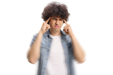 Young man suffering from headache and fatigue