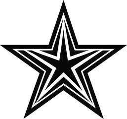 Classic Five Pointed Star Silhouette Bold Black Icon Patriotic USA Theme