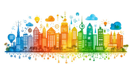 Colorful abstract cityscape illustration