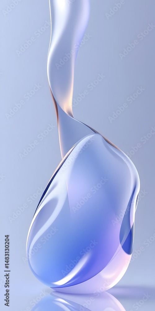 Poster abstract glass forms, dynamic transparency, fluid gradients. modern art, creative design. mesmerizin