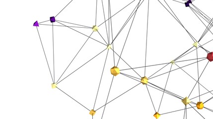 3D rendering of interconnected nodes, representing network, connection, or technology.