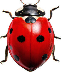 Red ladybug with transparent background. Organic farming