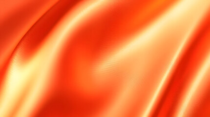 Abstract Orange and Yellow Silk Fabric Texture Elegant Draped Waves, Smooth Surface, Shiny Glowing Background, Rich Color Gradient, Luxurious Textile Design, Soft Flowing Material
