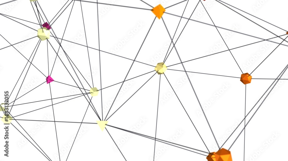 Leinwandbilder Stock photo of abstract network connection with polygonal nodes. Ideal for technology, connection, and network concepts.
