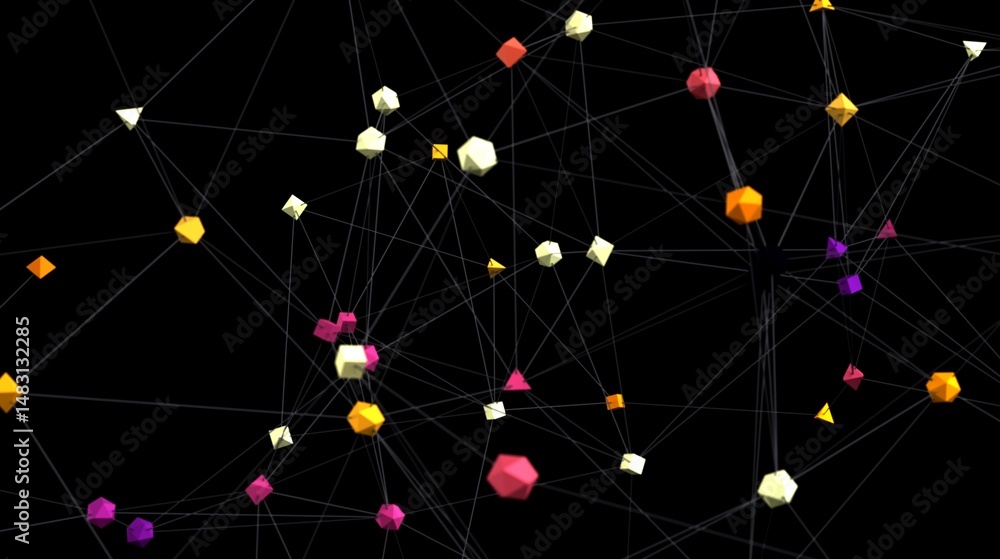 Poster Abstract background image of colorful interconnected shapes. Perfect for technology, network, and connection concepts.