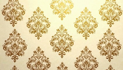 Intricate floral damask pattern in muted golds and creams, embroidery, refined, detail