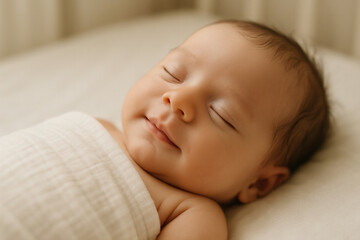 A baby sleeping peacefully in his crib, relaxation and security