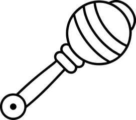 Baby Rattle Line Art Vector Illustration