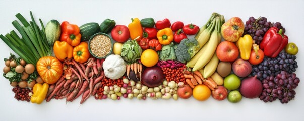 Healthy Food Arrangement of Various Fruits and Vegetables