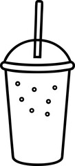 Bubble Tea Cup With Straw Line Art Vector Illustration