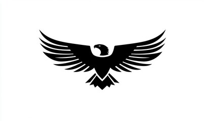 Obraz premium An eagle in flight, depicted in elegant black silhouette against a white background